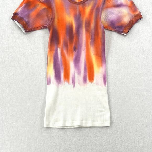 FREE PEOPLE X TRICIA FIX Reworked T-shirt S Orange Purple White Short Sleeve Rib - Picture 6 of 13